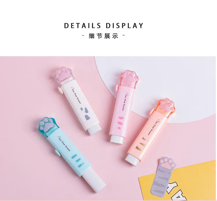 Kawaii Retractable Eraser Cute Cat Korean Stationery Rubber Drawing Erasers Children's school supplies Office ALPENZO