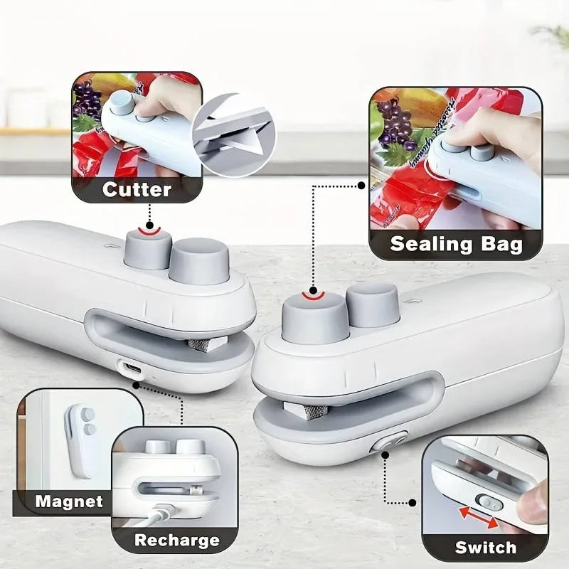 Mini Sealer Portable Mini Sealer 2 in 1 Heat Sealer For Snacks Home use rechargeable sealer Vacuum Sealer Snacks plastic bag
