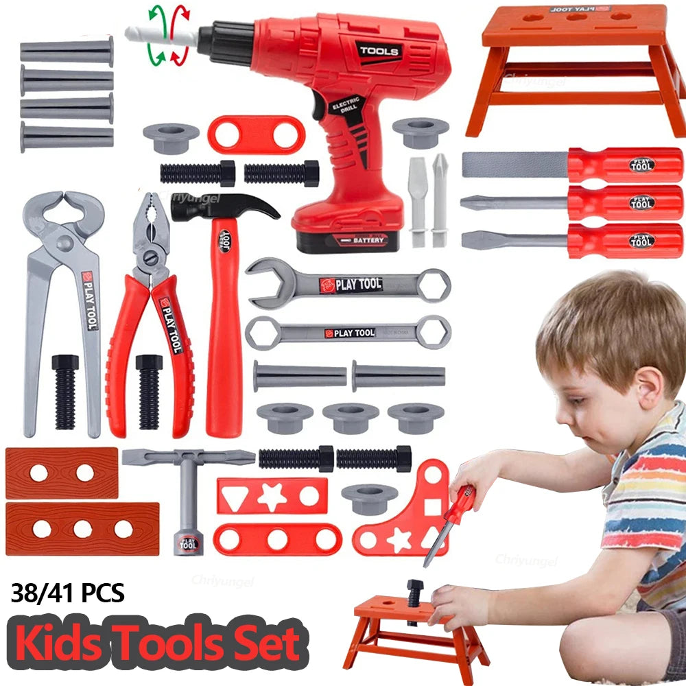 38/41 PCS Pretend Tools Kit Kids Play Repair Tool Set Plastic Construction Toys with Screwdrivers for Toddler Boys Girls Child ALPENZO