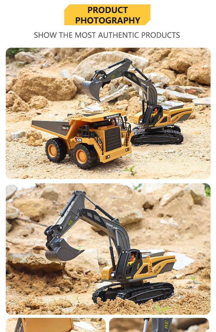 RC Excavator Dumper Car 2.4G Remote Control Engineering Vehicle Crawler Truck Bulldozer Toys for Boys Kids Christmas Gifts ALPENZO
