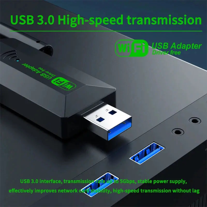 VAORLO 1200Mbps WiFi USB Adapter WiFi5 Dual Band 2.4G+5.8Ghz 4 Antenna Dongle USB3.0 High-Speed Wireless Card Receiver PC/Laptop - ALPENZO