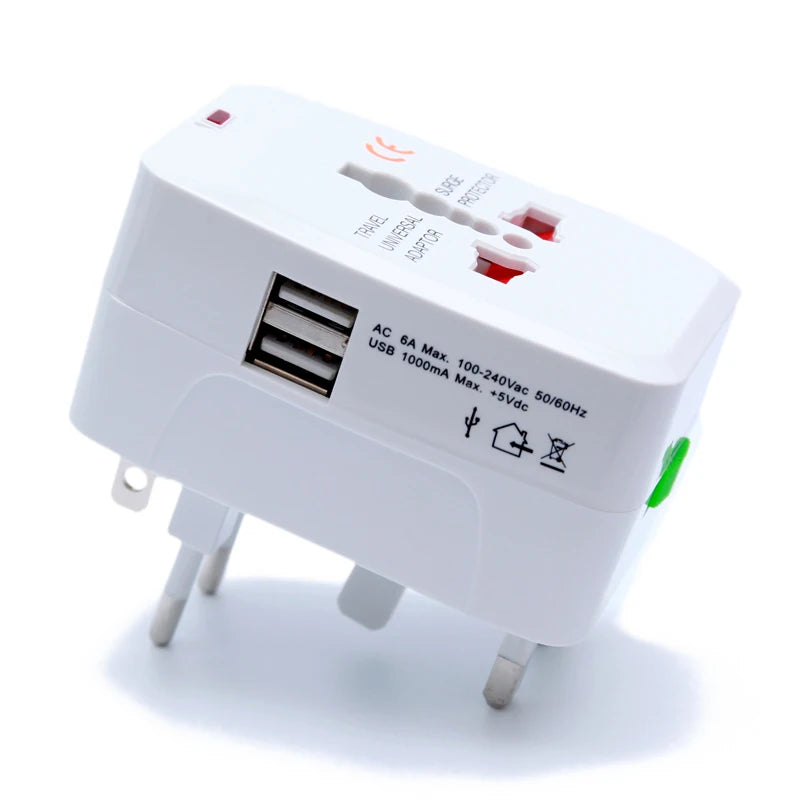 Power Plug, Global International All-in-One Travel Adapter Dual USB Charging Port For US EU UK Australia Universal Wall AC - ALPENZO