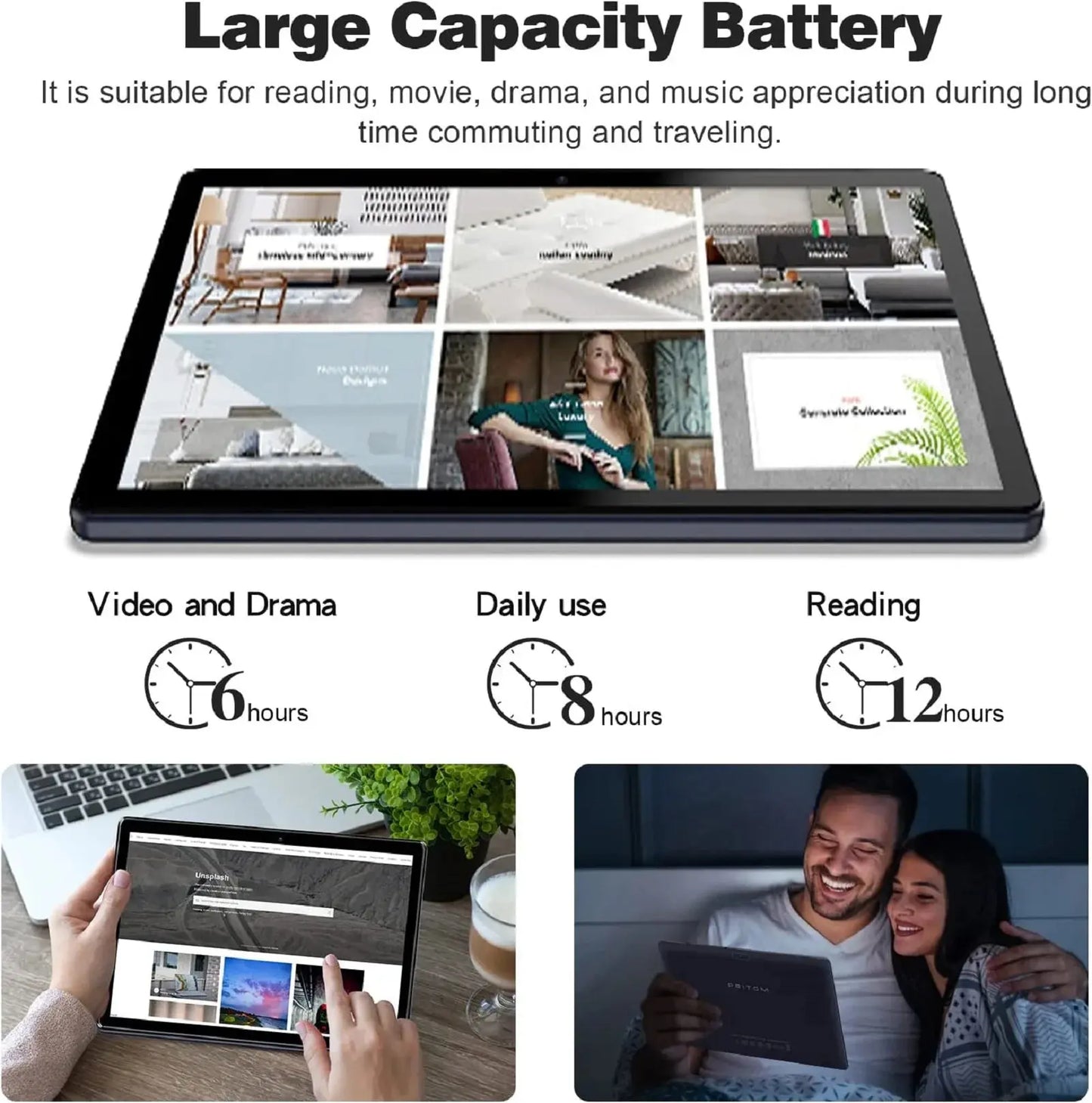PRITOM 10 Inch Tablet PC with SIM Slot Android 13 64 GB Quad Core Touch Screen WiFi GPS Support 3G Phone Call - ALPENZO