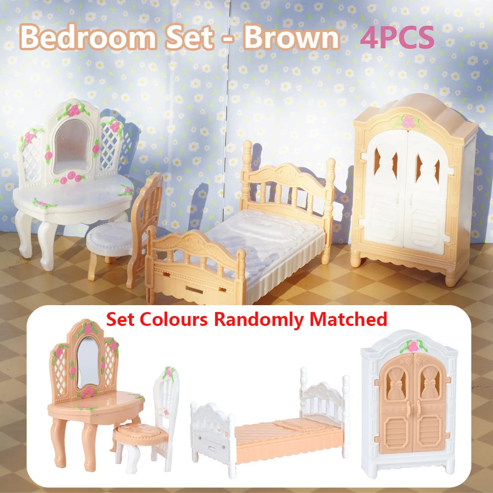 24Pcs Style Brown Miniature DollhouseFurniture Accessory Kids Toy Cute Kawaii Pink Kitchen Cooking Things For Girl Gifts ALPENZO
