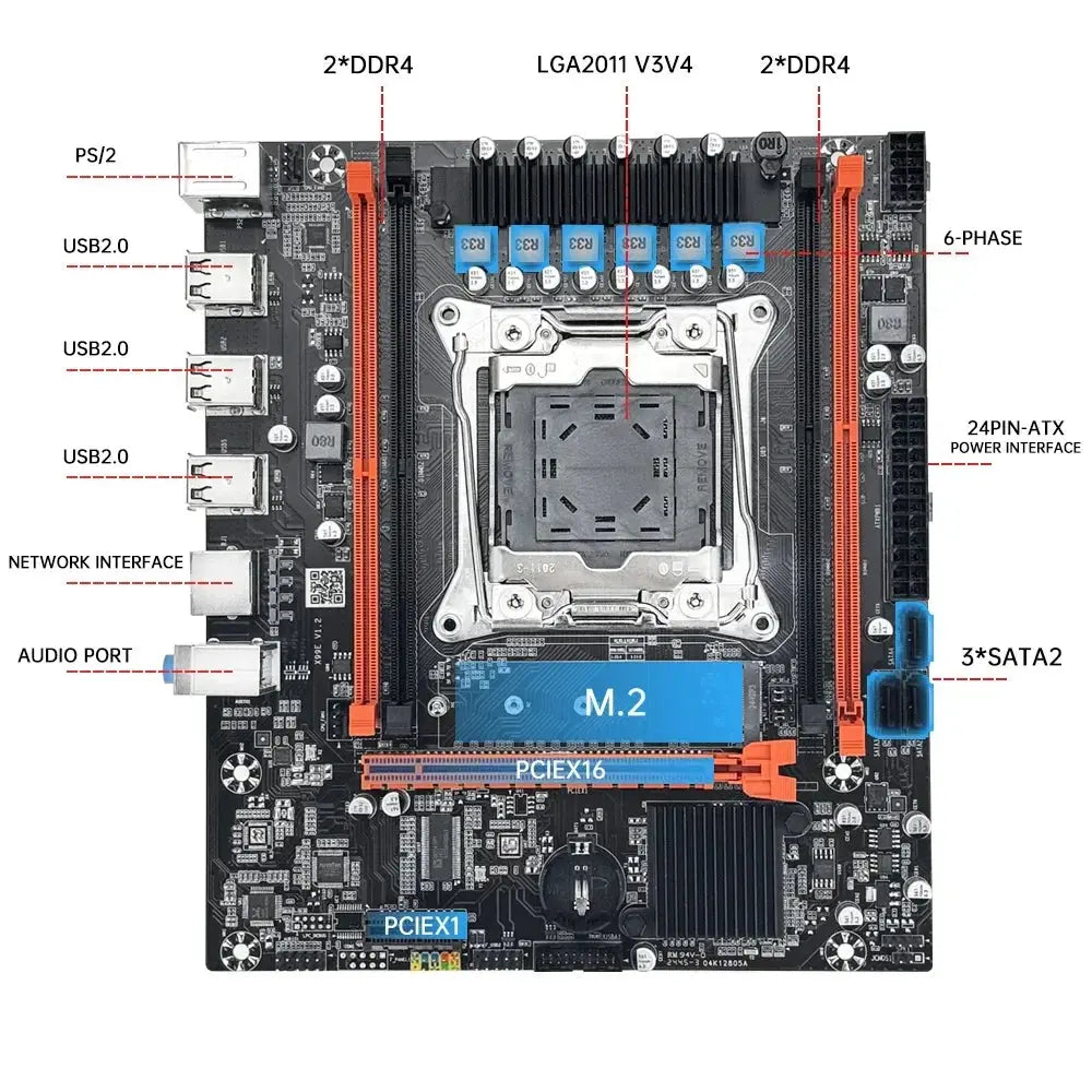 SOYO X99 Motherboard Set Kit With Intel LGA2011-3 Xeon E5 2680 V4 and DDR4 16GB (2*8GB) 2133MHz Dual Channel RAM M.2 NVME - ALPENZO