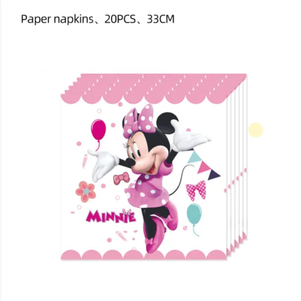Minnie Mouse Party Decoration Disposable Tableware Minnie Cup Plate Balloon For Girls Baby Bath Birthday Party Supplies ALPENZO