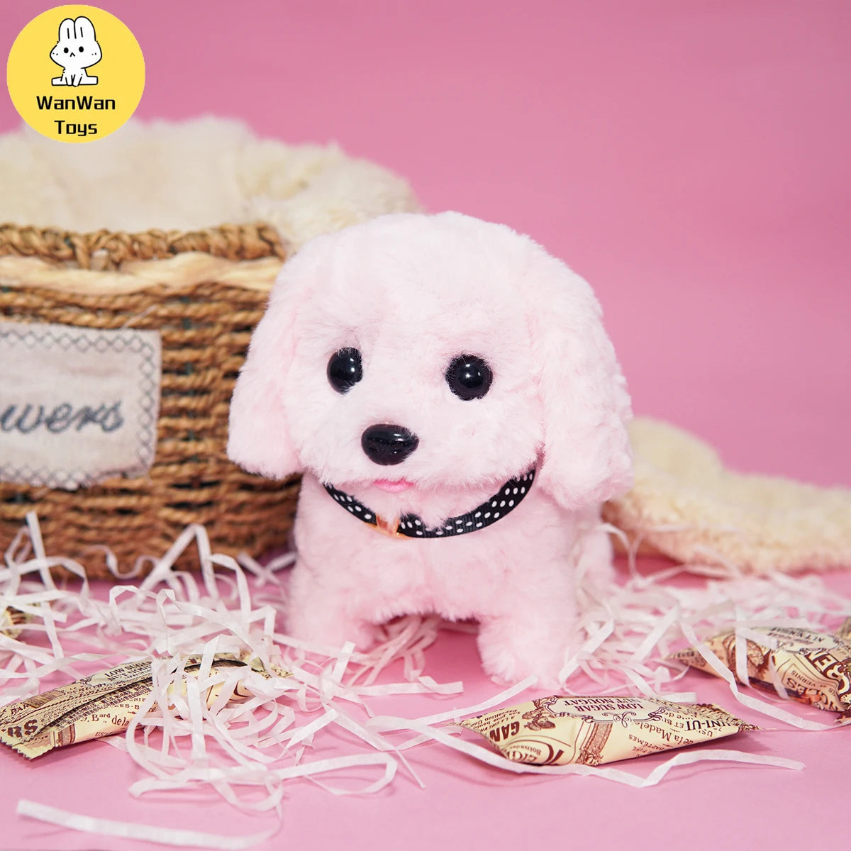 Plush Electric Puppy Simulation Pet Dog Can Walk Teddy Dog Golden Retriever Bichon Frize Dog Children Can Bark Run And Rock ALPENZO