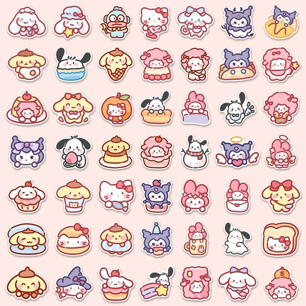 100pcs Cute Cartoon Sanrio Stickers My Melody Kuromi Handbag Decoration Stickers Cinnamoroll Children's Gift Sticker Bag ALPENZO