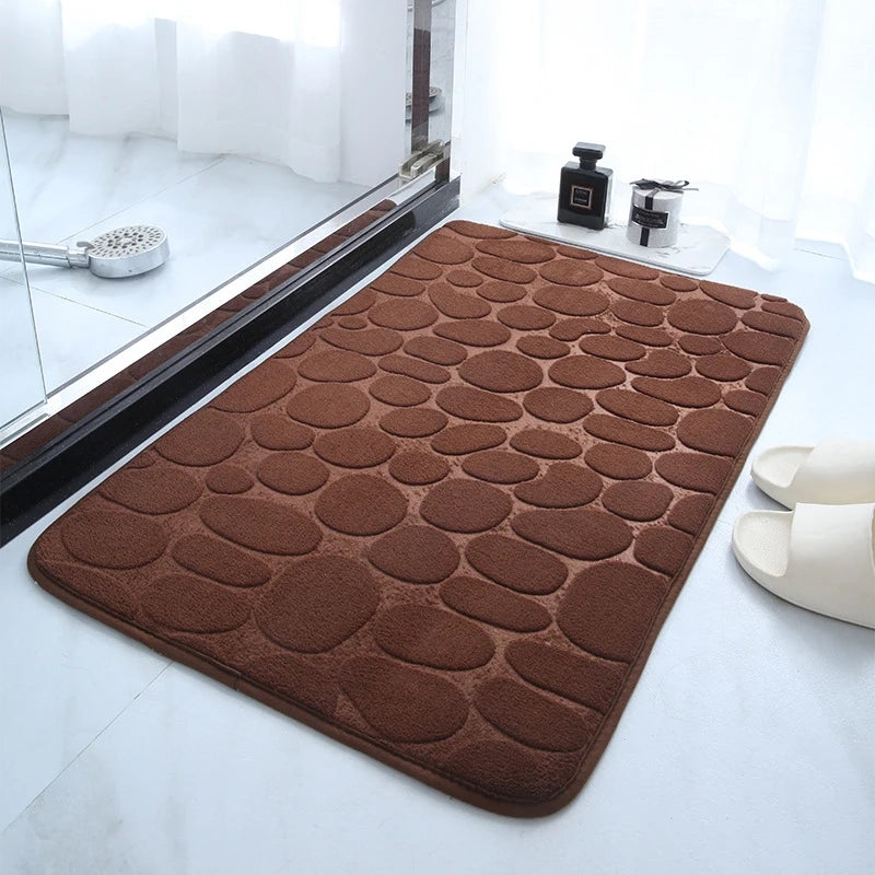 Mat Non Slip Carpets Cobblestone Embossed Bathroom Bath In Wash Basin Bathtub Side Floor Rug Shower Room Doormat Memory Foam - ALPENZO