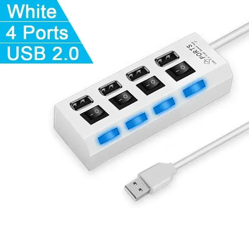 High Speed Usb Hub 2.0 Adapter Expander Multi Usb Splitter Multiple Extender Led Switch Lamp For Pc Laptop 4 Ports 7 Ports - ALPENZO