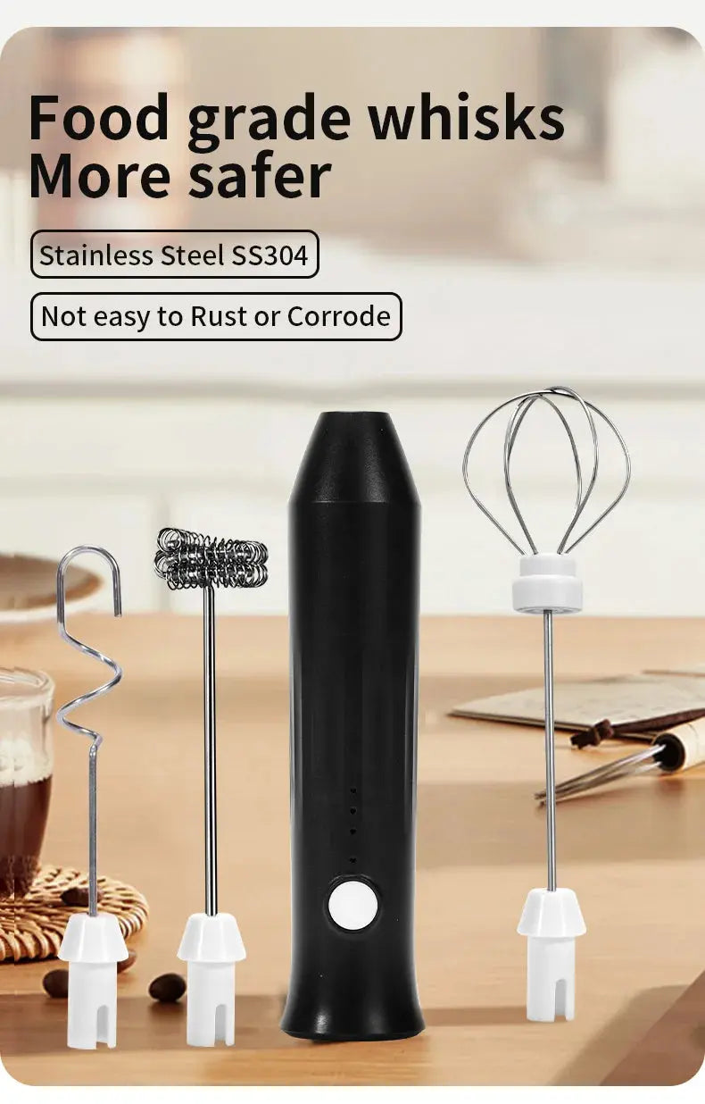 Wireless Milk Frother Electric Type-C Handheld Blender Stainless Steel Mini Coffee Maker Whisk Mixer For Coffee Cappuccino Cream - ALPENZO