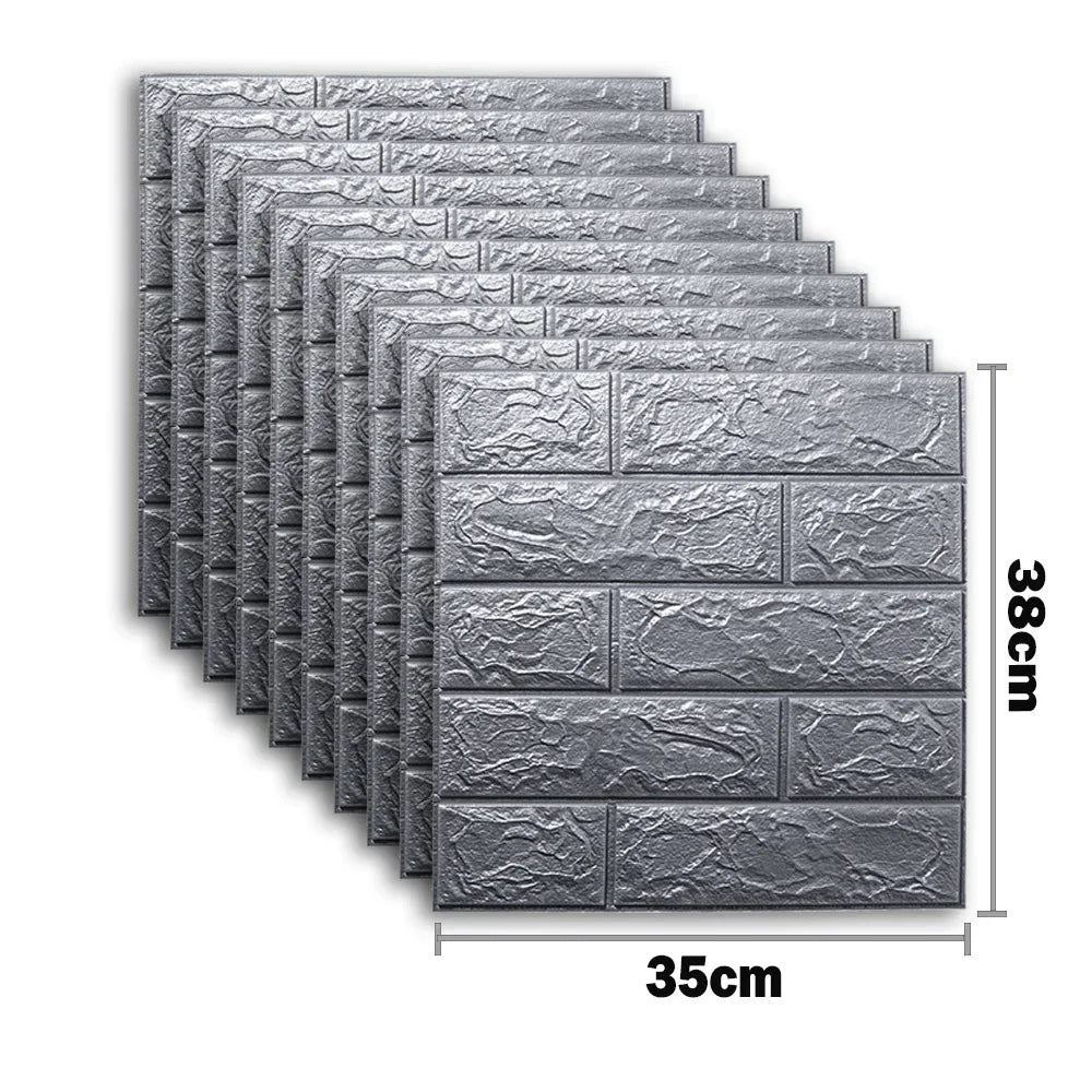 10pcs Self Adhesive Decor 3D Foam Wall Stickers Pane Room Waterproof peel and stick Brick Wallpaper for Interior Decoration - ALPENZO