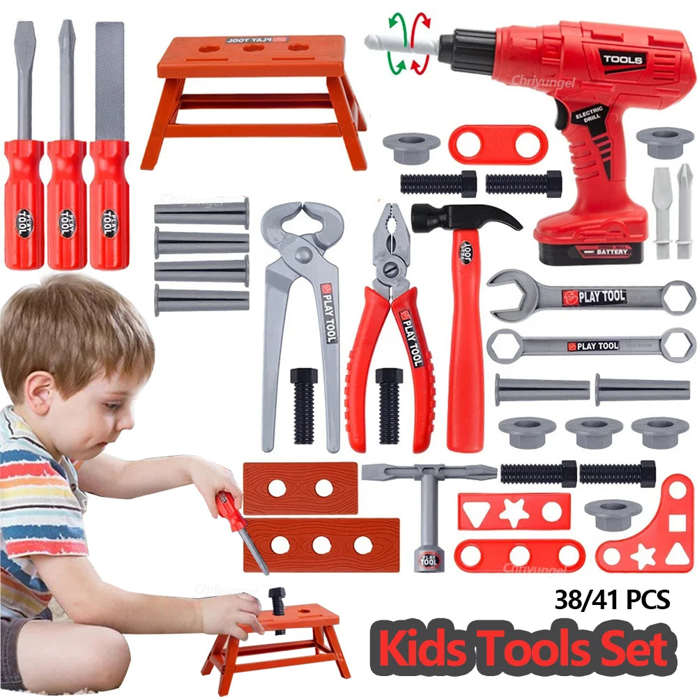 38/41 PCS Pretend Tools Kit Kids Play Repair Tool Set Plastic Construction Toys with Screwdrivers for Toddler Boys Girls Child ALPENZO