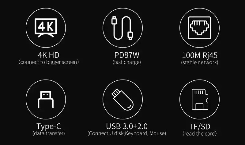 Usb 8 In 1 Type C 3 1 To 4k HdTV Hub Adapter With Sd Tf Rj45 Card Reader Pd Fast Charge For Macbook Notebook Computer - ALPENZO