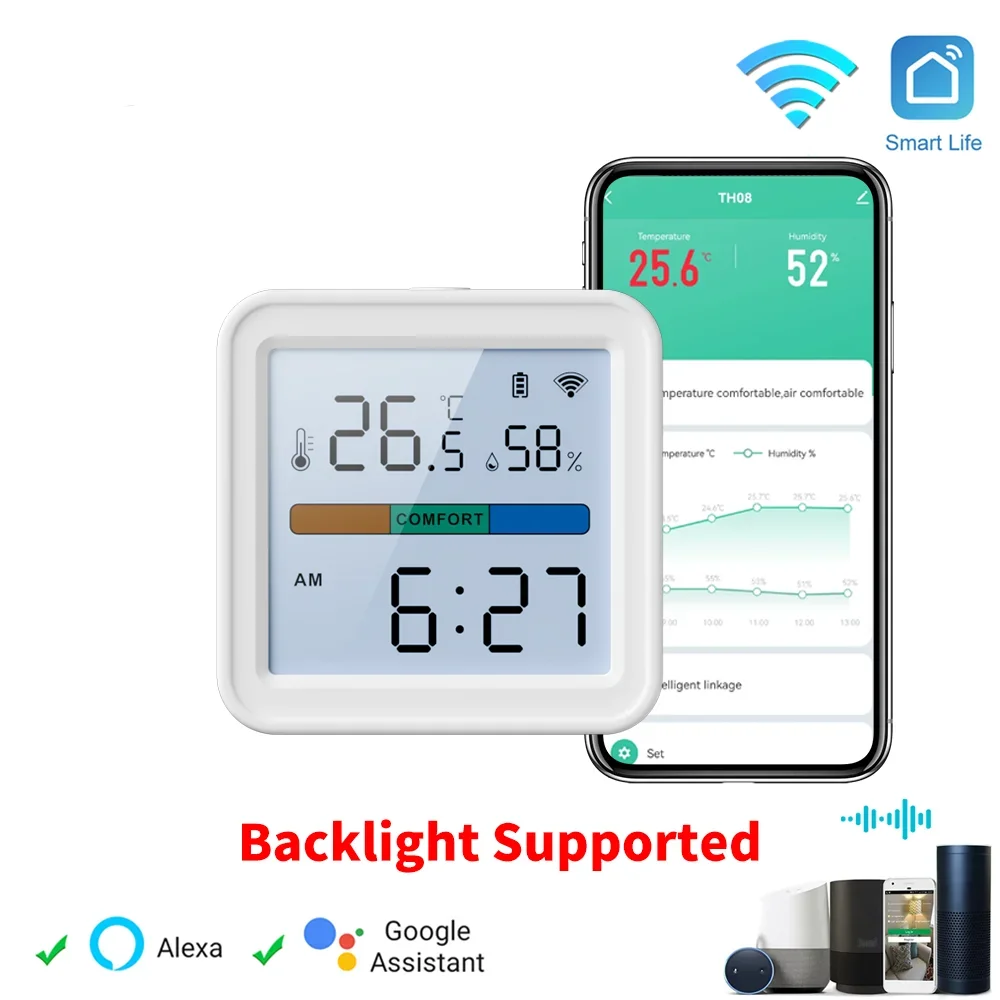 Tuya WiFi Temperature Humidity Sensor Smart Life Backlight Hygrometer Thermometer Sensor For Smart Home - ALPENZO