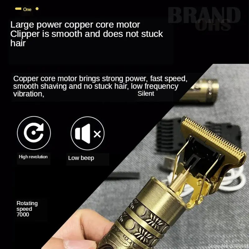 OHS Electric Hair Clipper Professional USB Cordless Clipper Professional Beard Trimmer Haircut Grooming Kit Hair Cutting Machine - ALPENZO