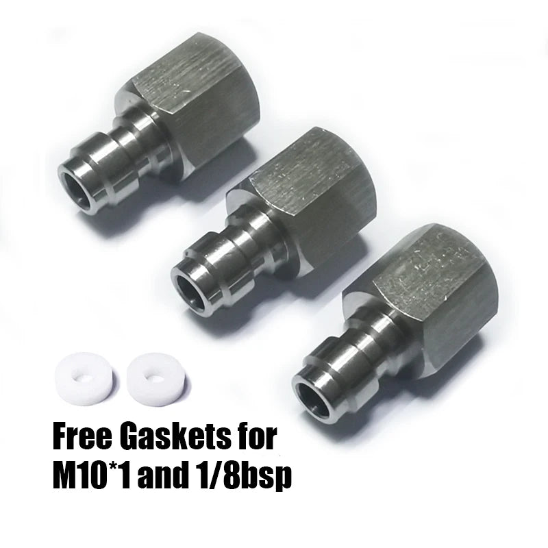 HPA Air Quick Disconnect Male Female Adaptor 8mm Fill Nipple High Pressure 1/8NPT 1/8BSP M10*1 M8*1 Stainless Steel