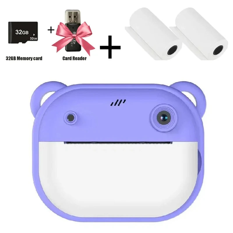 Children Digital Camera Instant Print for Kids Thermal Print Camera Instant Photo Printing Camera Video Toys+32G Memory Card ALPENZO