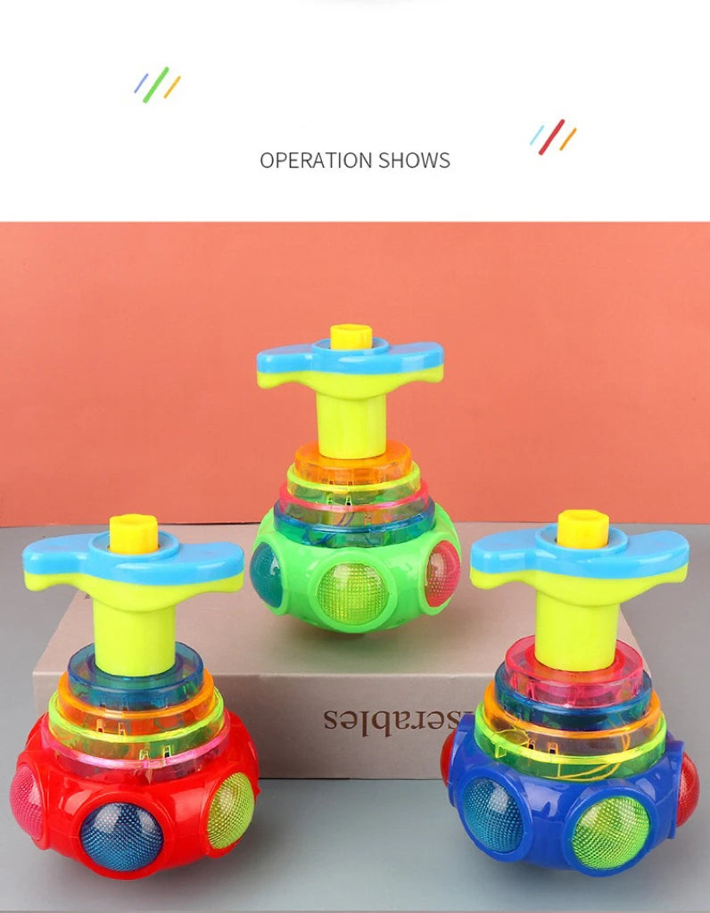 1 PCs Random Color Luminous Music Rotating Gyroscope Outdoor Toys Colorful Lights Luminous Toys Notes ALPENZO