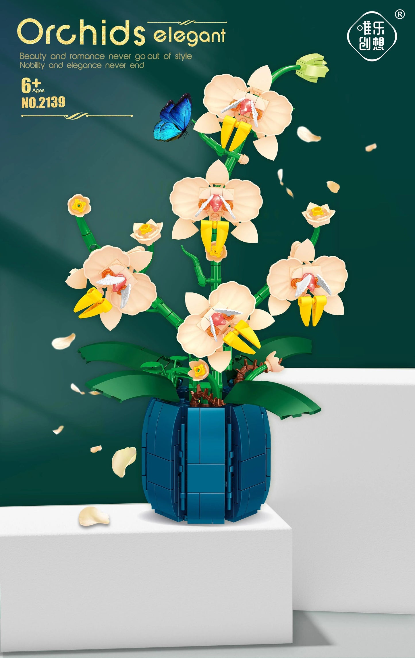 WLtoys 2139 Orchid Building Blocks Flowers Bouquet Flower Blocks Bonsai Plant Model Bricks Romantic Home Decoration Toy For Kids ALPENZO