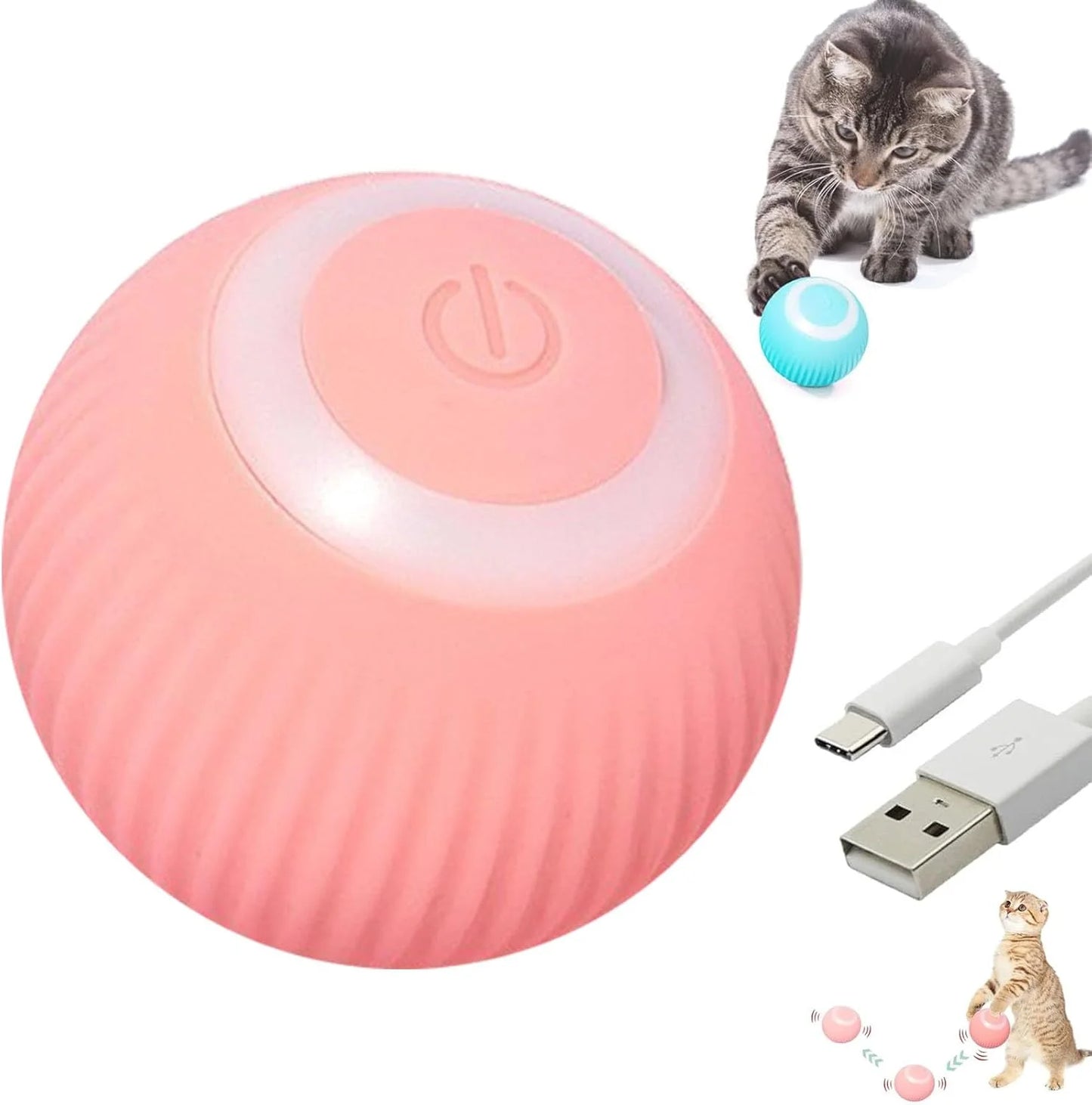 Power Ball Cat Toy, Interactive Cat Smart Ball Toy, Automatic Power Rolling Ball, Indoor Smart Pet Toy Ball with USB Charging - ALPENZO