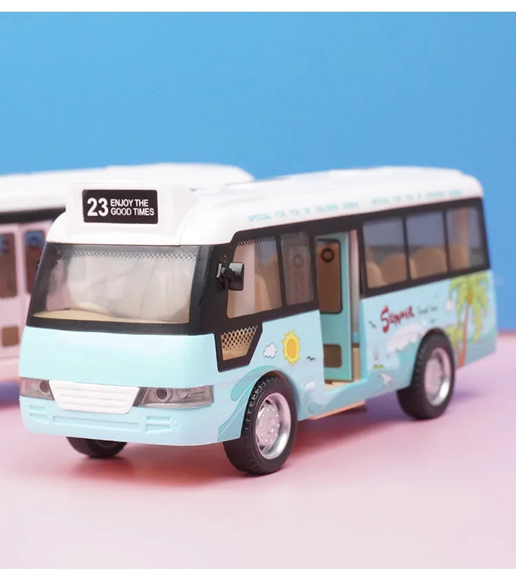 School Bus Toys Cars Die Cast Plastic Little Cars City Bus With Sound And Light Up Friction Powered Cars Play Toys Gift For Kids ALPENZO