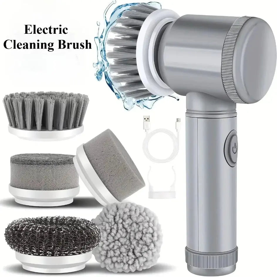 New Electric Spin Scrubber,Bathroom Cleaning Brush Power Scrubber with 5 Replaceable Brush Heads, 5 in 1 Electric Cleaning Brush - ALPENZO