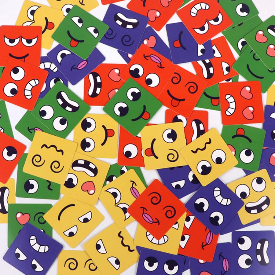 Kids Face Change Expression Puzzle Building Blocks Montessori Cube Table Game Toy Early Educational Toys for Children Gifts ALPENZO
