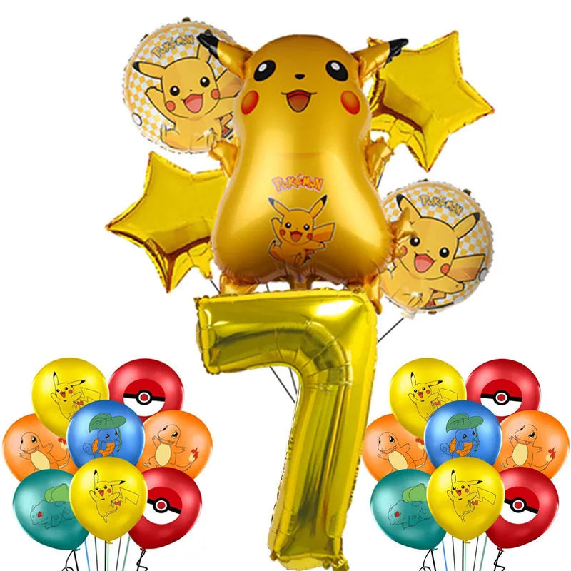Cartoon Pikachu Theme Birthday Party Disposable Tableware Set Balloons Decorations Photo Props Background Pokemon Party Supplies ALPENZO