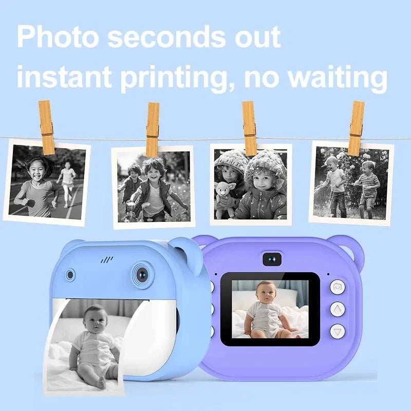 Children Digital Camera Instant Print for Kids Thermal Print Camera Instant Photo Printing Camera Video Toys+32G Memory Card ALPENZO