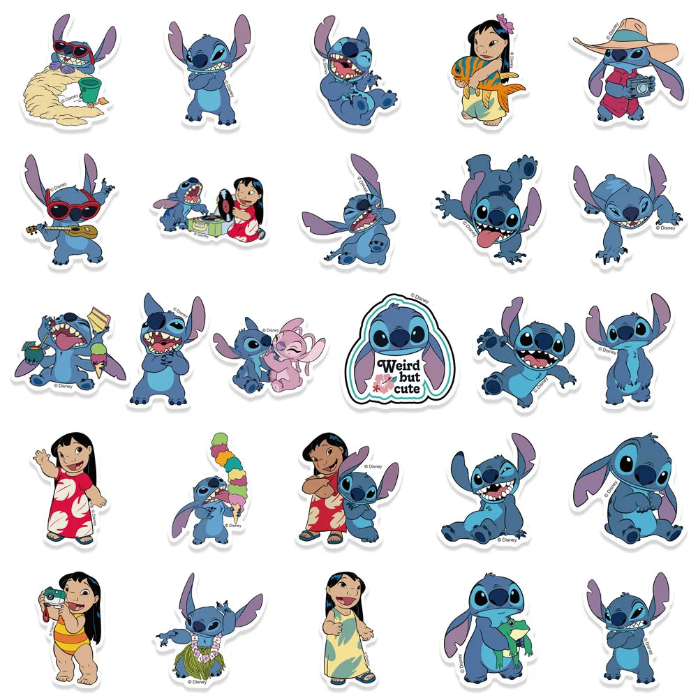 51PCS Cute Cartoon Lilo & Stitch Stickers DIY Diary Laptop Luggage Skateboard Graffiti Decals Fun Classic Toy ALPENZO