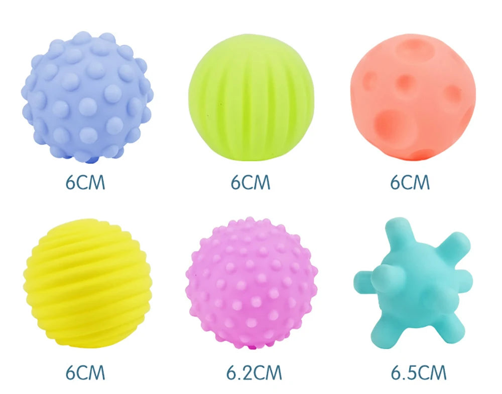 6Pcs Textured Multi Ball Set Develop Tactile Senses Toy Baby Touch Hand Ball Toys Training Ball Massage Soft Balls Kids Gifts ALPENZO