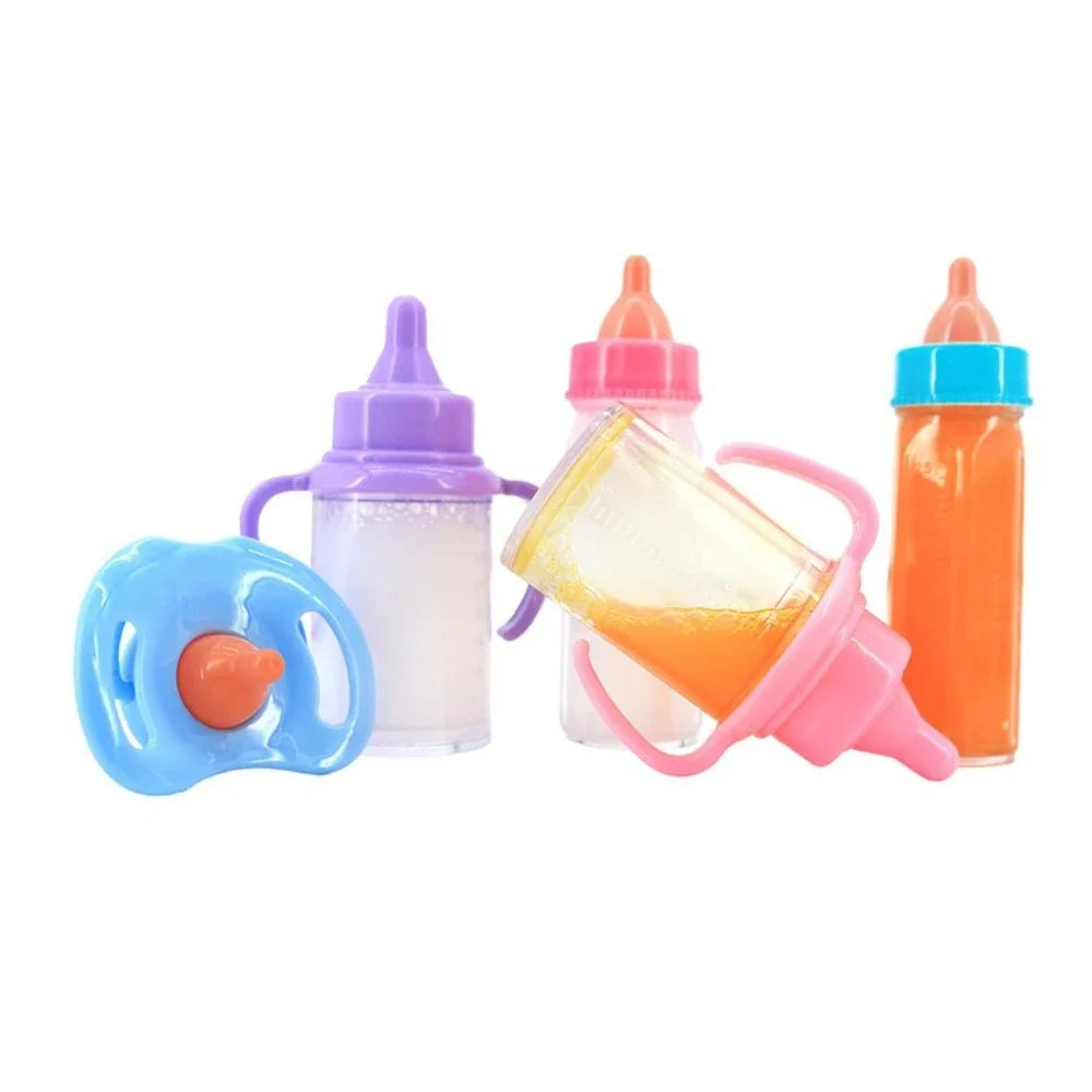 Large size Baby Doll Feeding Bottle Set Baby Care Toy Stroller 2pcs Milk And Juice Bottles With Toy Pacifier For Baby Dolls ALPENZO