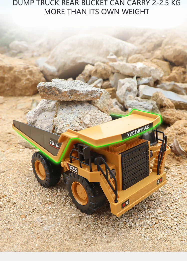 RC Excavator Dumper Car 2.4G Remote Control Engineering Vehicle Crawler Truck Bulldozer Toys for Boys Kids Christmas Gifts ALPENZO