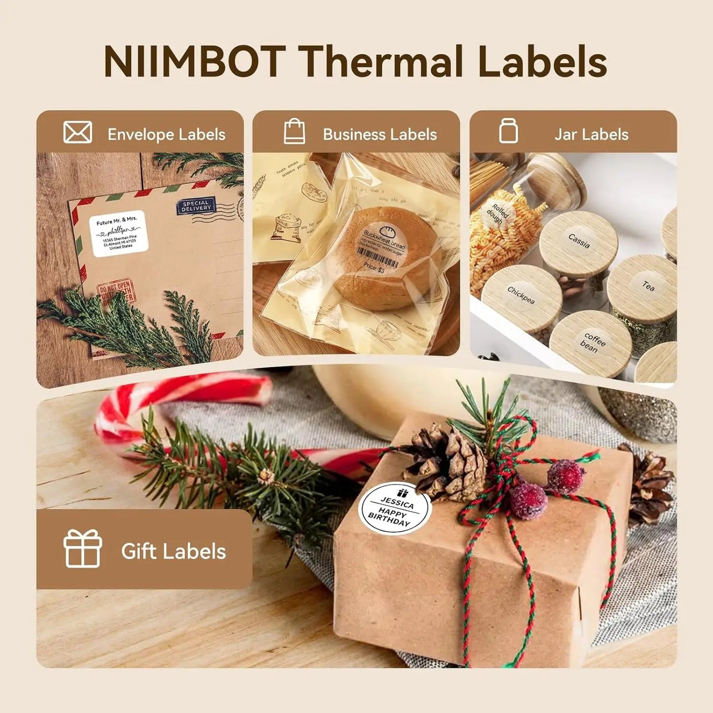 NiiMBOT B21 B1 B3S Round Label Printing Sticker Self-adhesive Thermal Waterproof Digital Number Cake Sealing Sticker Paper ALPENZO