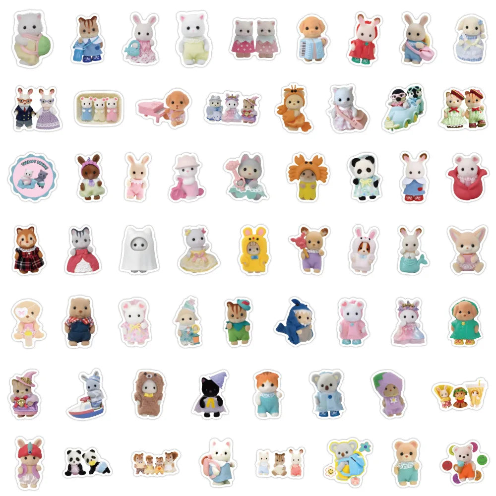 60/120PCS Forest Family Easter Bunny Reindeer Panda Animal Stickers Gift Children's DIY toy stickers Pack Waterproof ALPENZO