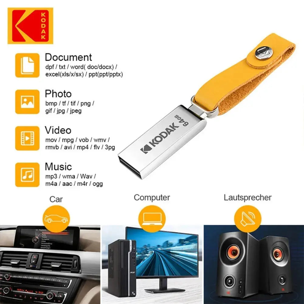 Kodak KODAK K122 USB2.0 mini full metal USB flash drive high speed car 32G-128G computer office USB flash drive - ALPENZO