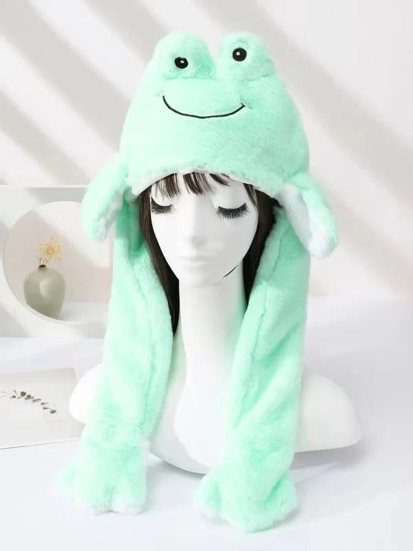 Cartoon Bunny Ear Move Hat Jumping up Toys Rabbit Girls Animal Plush Costume Cosplay Cap Kids Party for Adult Funny Anime Hat ALPENZO