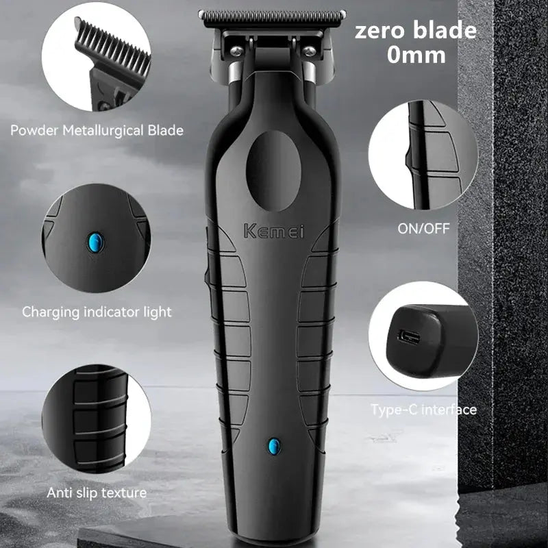 Kemei 2299 Professional Electric Barber Hair Trimmer For Men Beard Hair Clipper Cordless hair cutting machine rechargeable,0mm - ALPENZO