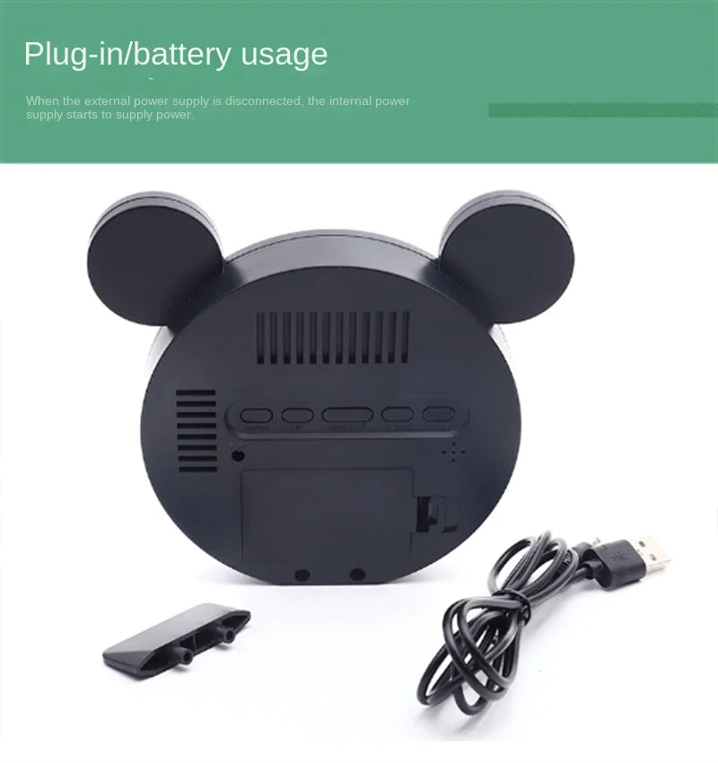 1 Set Mini Mouse Electronic Gift Clock Bedside Decoration Shipped with USB Charging Cable Snooze Digital Alarm Clock LED Clock ALPENZO
