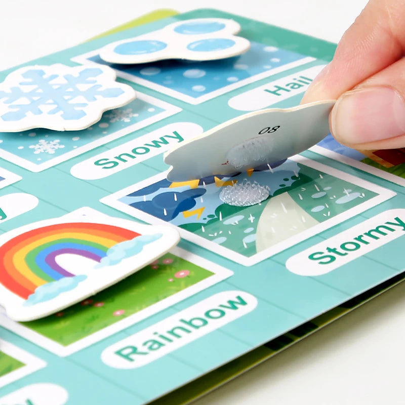 New Montessori Scene Stickers for Children DIY Hand-on Puzzle Reusable Books Cartoon Learning Cognition Toys for Kids Gift ALPENZO