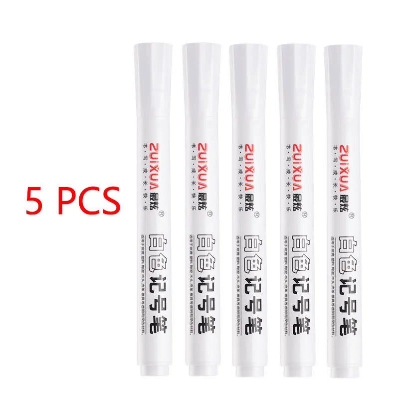 White Marker Pens set 2.0mm Oily Waterproof White Gel Pen DIY Graffiti Sketching Marker Stationery Writing School Supplies brush ALPENZO