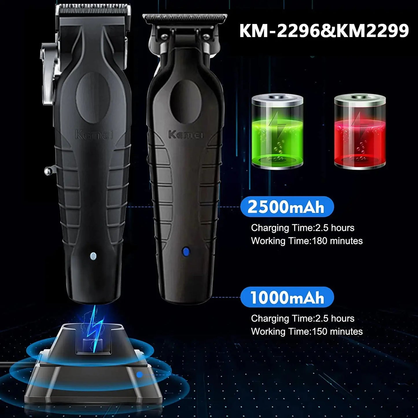 Kemei KM-2296 KM-2299 KM-1102 Professional Hair Clipper Kit Electric Shaver Male Hair Cutting Machine Men’s Trimmer Machine - ALPENZO