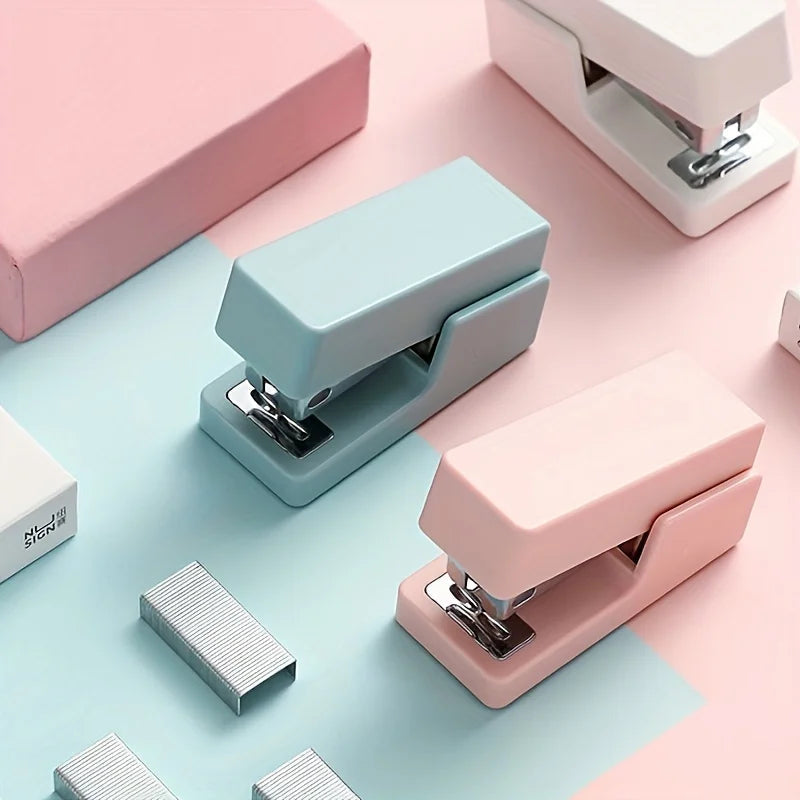 KHINSUN Mini Stapler Set Portable Color Paper Binding Machine Use 24/6 26/6 Staples Fashion Stationery Office Supplies ALPENZO