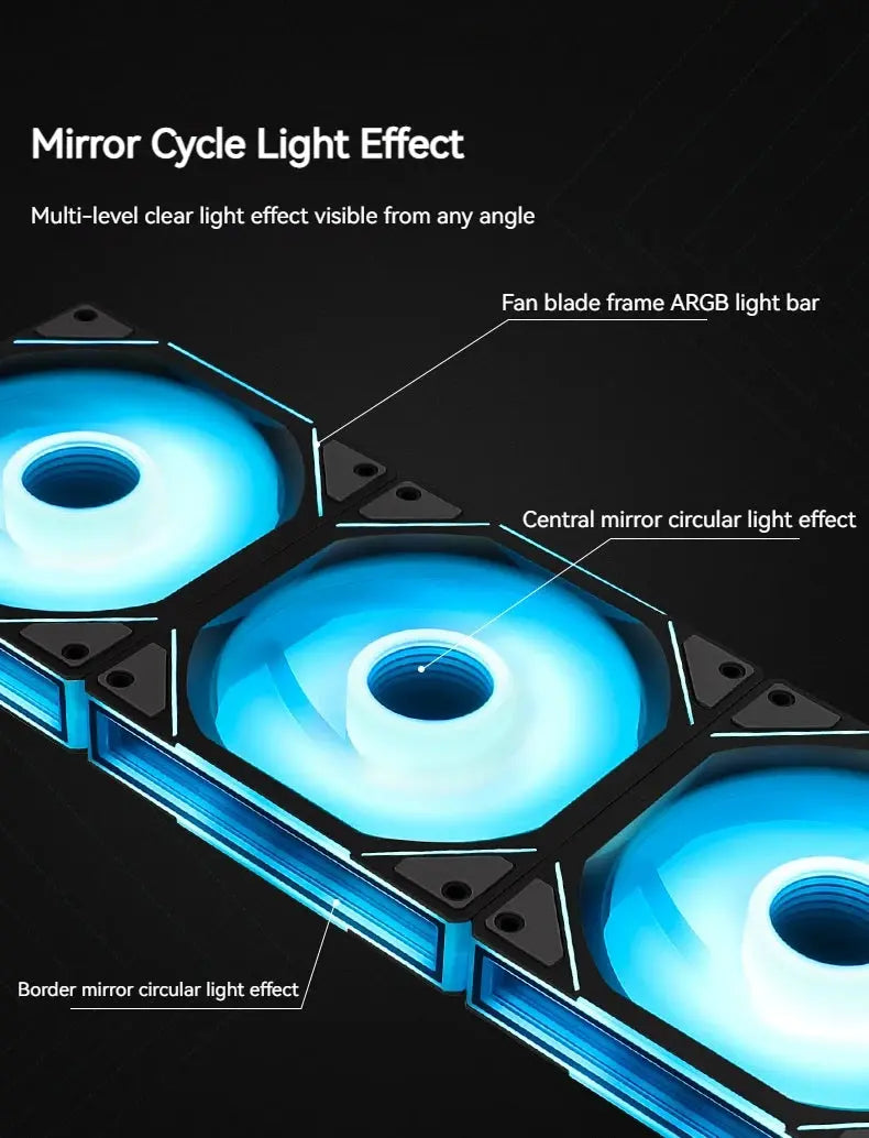 TEUCER JM-1 Computer Case Fan ARGB Mirror Cycle Light Effect 120mm 4Pin PWM PC Cooling Fan Low Noise Water Cooling Ventilador - ALPENZO
