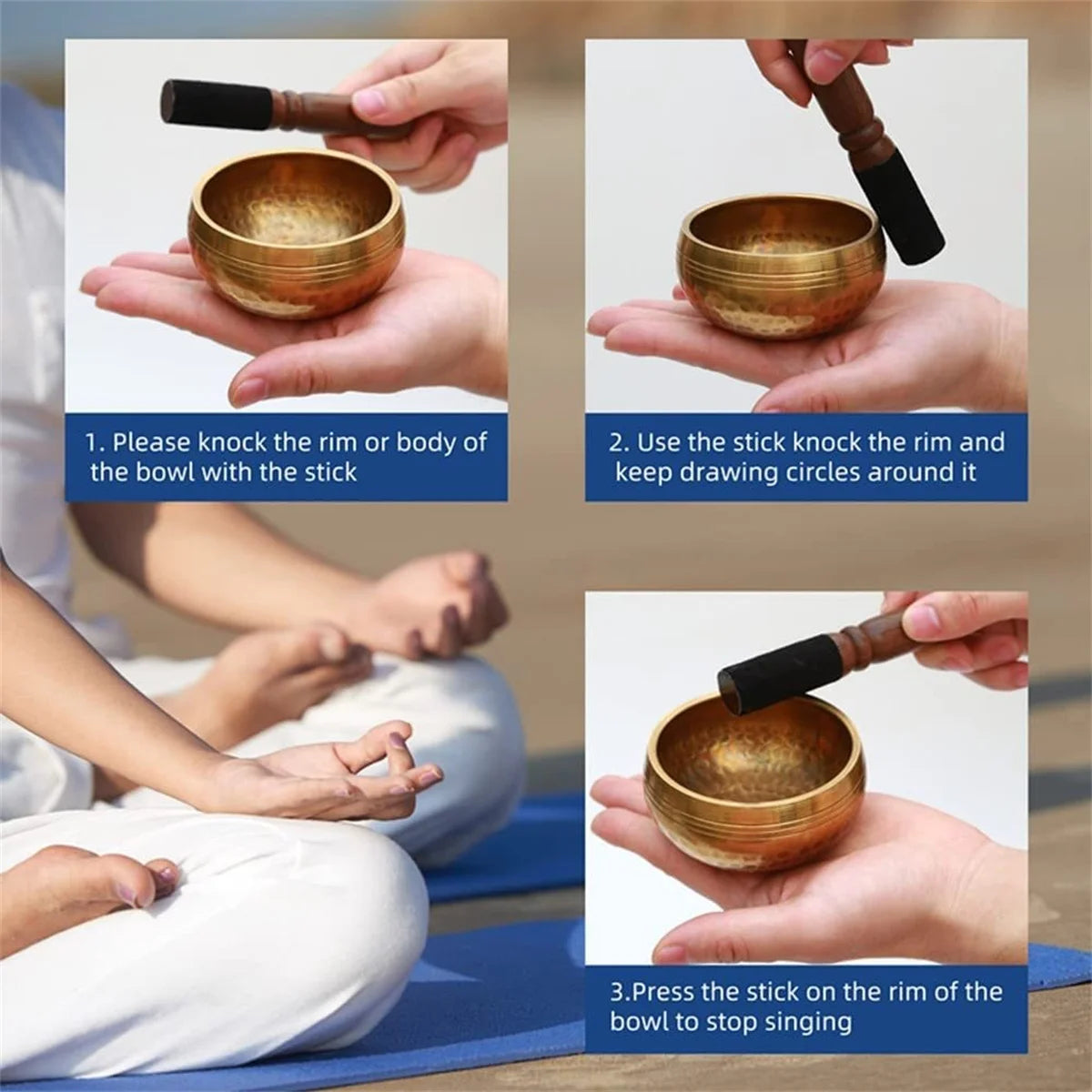 Miwayer Sing Bowl Nepal handmade Tibet Buddha sound bowl Music Yoga Copper Sound Therapy Religious Supplies Tibetan Singing