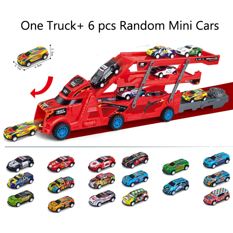Large Kid Truck Deformation Transporter Car Toys Models Educational Model Folding Track Racing Vehicle Boys Girls Birthday Gift ALPENZO
