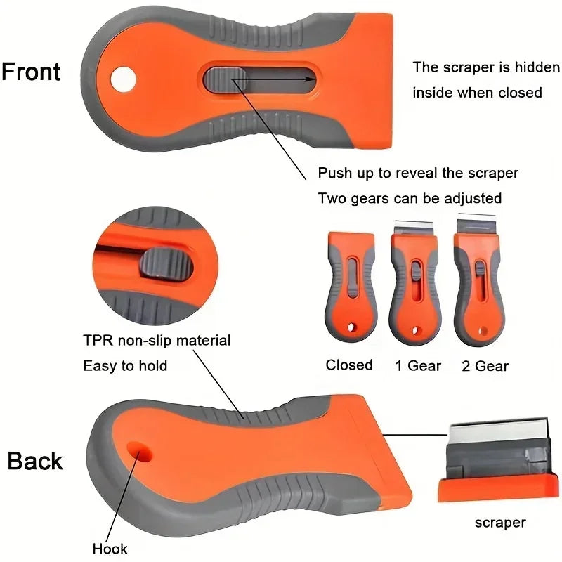 1 Set Glue removal blade With 10 Blades, Telescopic Adjustment Knife, Cleaning Scraper Tool For Removing Labels,Stickers,Paint - ALPENZO