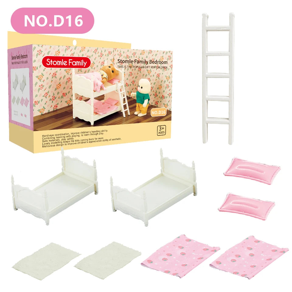 1:12 Miniature Furniture Forest Family Kitchen Toy Dining Table Dollhouse Accessories Bathroom Pretend Play For Girl Gifts Toys ALPENZO