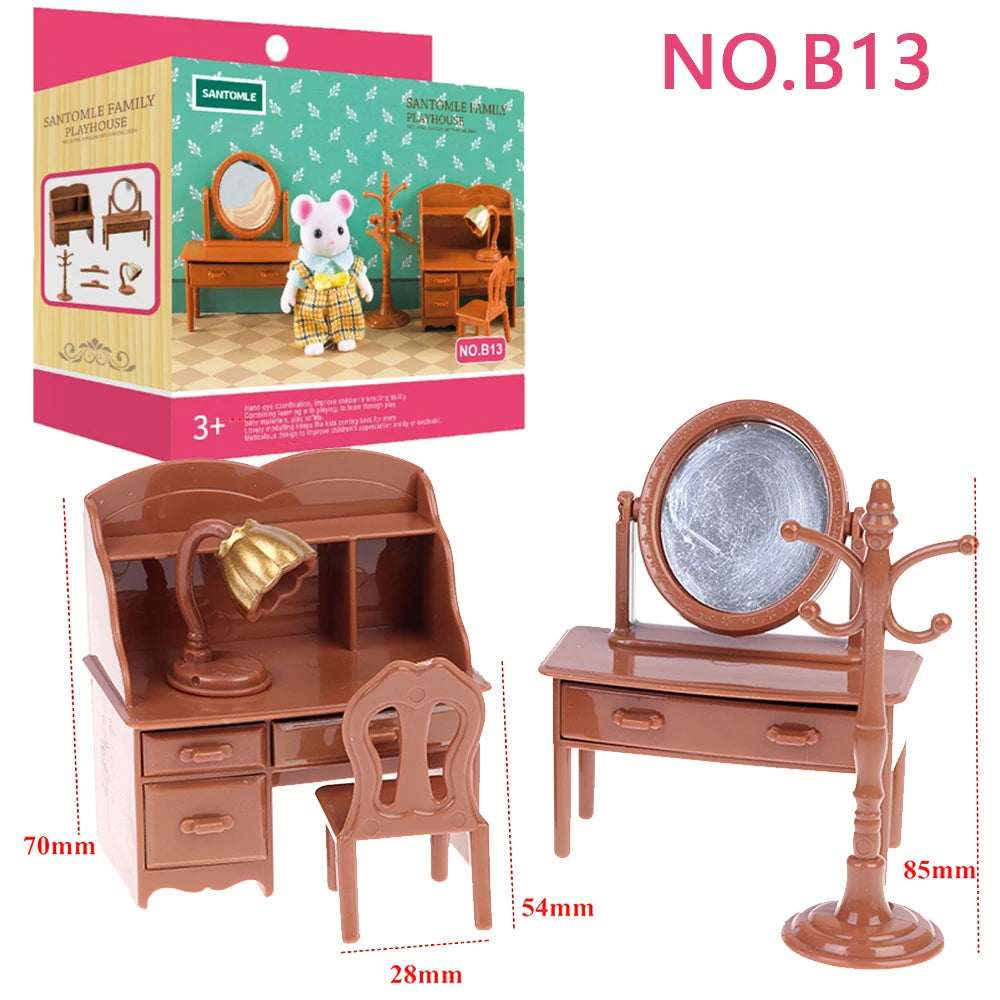 Forest Animal Family Dollhouse Furniture 1/12 Miniature Toys Girl Dolls Accessories Bedroom Bathroom Dollhouse Kit For Dolls ALPENZO